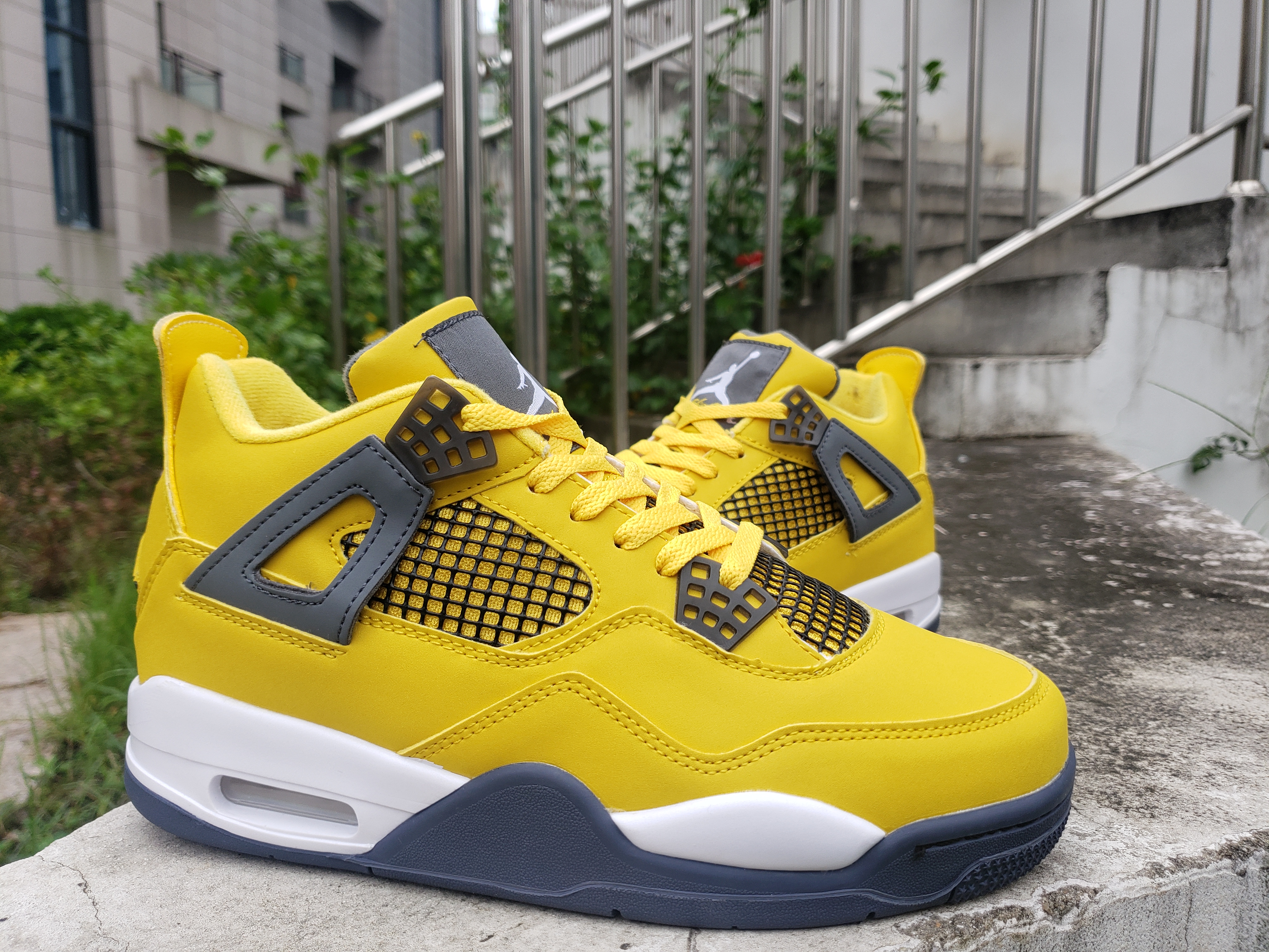 2021 Air Jordan 4 Yellow Grey White Shoes - Click Image to Close